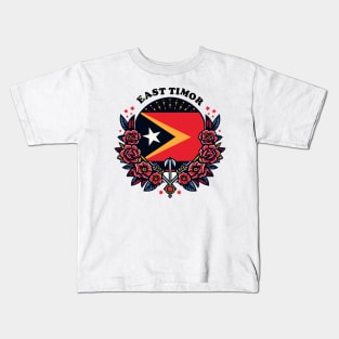 East Timor Flag Heart Kids T-Shirt